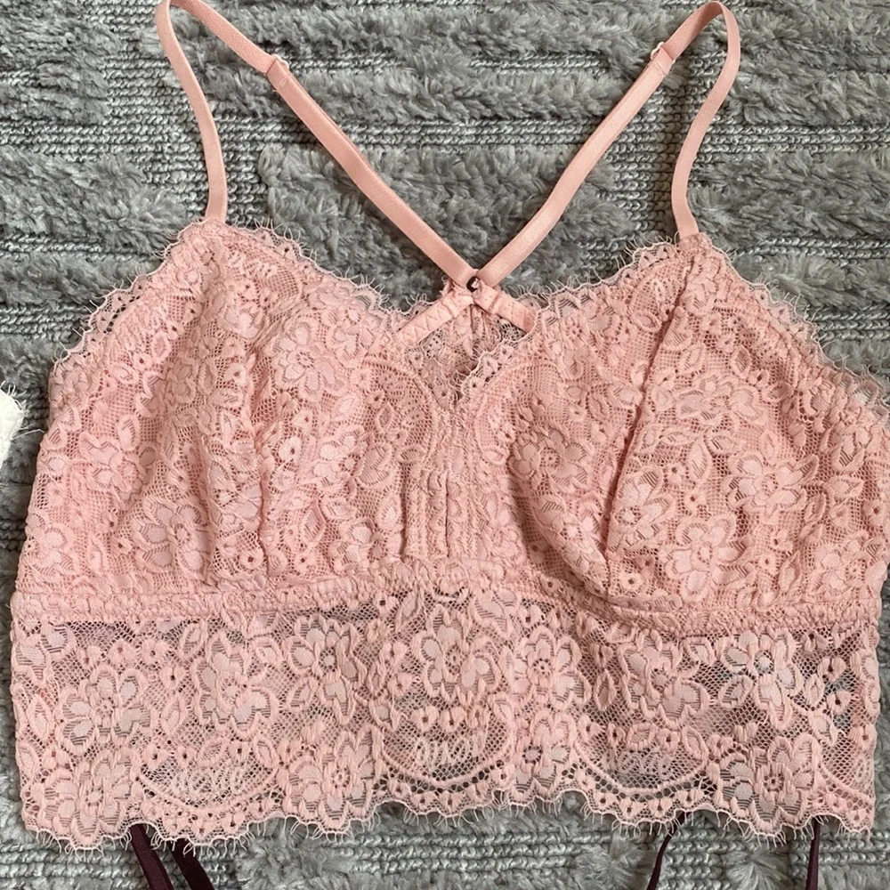 aerie Lace Bralette 4-Pack — Cream, Blush Pink, Black, Burgundy